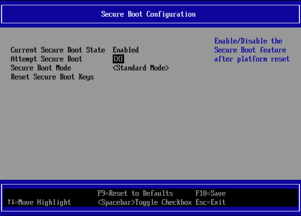 Disable UEFI secure boot
